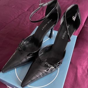 Nine West black leather heels